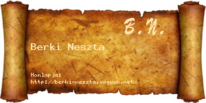 Berki Neszta névjegykártya